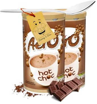Hot Chocolate Bundle Includes: 2x Aero Chocolate (288g each tube) Instant Hot Chocolate Kit Powder Drink Mix and 1x Stainless Little Spoon by Donny & Dev