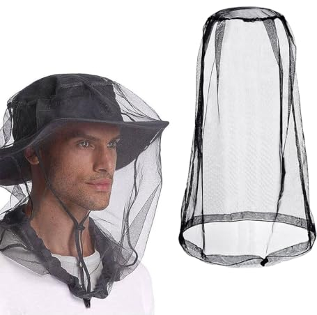 WeddHuis Premium moskitonetz Kopf für Insekten, Fliegen- und Insektenschutz Ultragroße und Lange, extrafeine Löcher für Camping, Wandern, Angeln, Gartenarbeit, Safari, passend für alle Hüte Head net