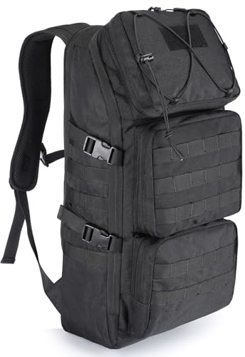 Explokit Tactical Backpack 30L 40L 50L Military Hiking Bag MOLLE Army Range Bags for Hunting Travelling Camping Outdoor Sports (#30L-Black)