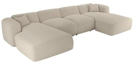 Vente-unique-Grande divano angolo panoramico in Tessuto Beige - POGNI della Maison Céphy