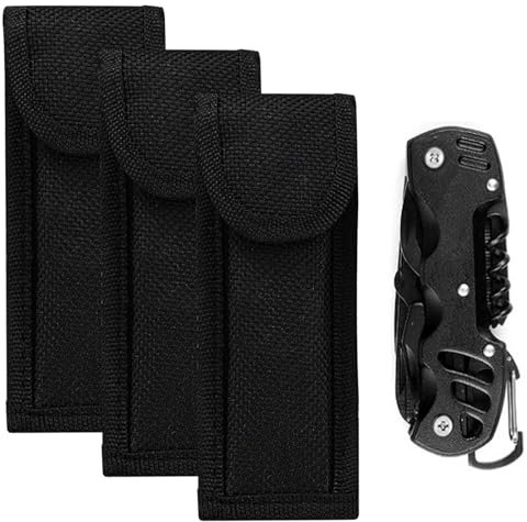 Tolenre Étui À Couteau De Poche 3 Pièces Etui Couteau Pliant, Etui Couteau Pliable, Attache Ceinture pour Étui À Couteaux, avec Bande Auto-Agrippante Et des Boucles, Idéal pour Camping Et Randonnée