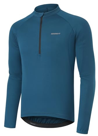 BERGRISAR Herr halvdragkedja cykling jersey toppar långärmad cykelkläder mountain bike cykel jersey, Montego blå, S