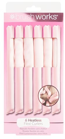 Brushworks Heatless Flexi Curlers – 6 Soft Flexible Satin Hair Curling Rods for Overnight Curls | Create Effortless, Heat-Free Curls & Waves Without Damage