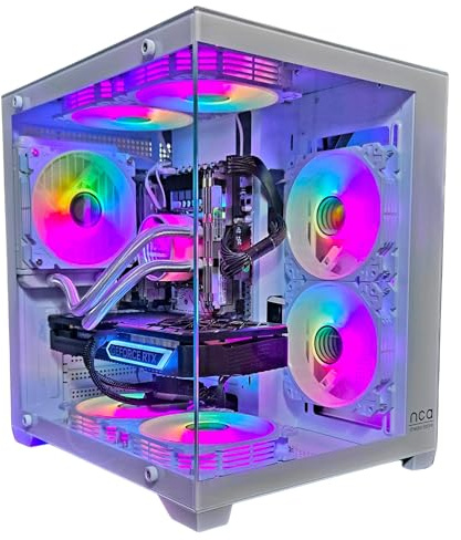 Gaming PC White | Intel i9 5GHz | GeForce RTX 5070 | 32GB RAM 1TB SSD | RGB Lüfter mit Controller | Wasserkühlung | Windows 11 | WLAN 5