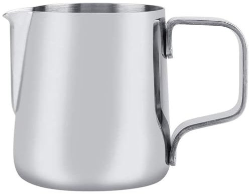 Bricco Da Latte in Acciaio Inox, Bricco Da Latte e Caffè 350ml Bricco per Latte Montalatte Schiuma di Latte Barista Cafe Acciaio Inossidabile Montalatte Latte Bricco Latte Schiumatore(Argento)