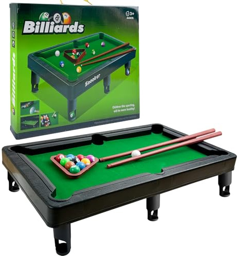 YumSur Mini Pool Table Game,Billiards Table Pool Table Set 11 Balls 2 Cues and 1 Triangle,Portable Games Table Game,Stress Relief Tabletop Snooker Game Set Kids and Adults,GREEN (style 2)