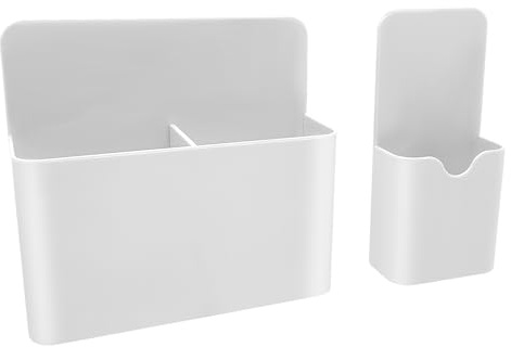 Skythrive Porte-Marqueur Effaçable à Sec Magnétique | Rangement Feutre Tableau Blanc | Boîte Aimantée pour Réfrigérateur, Casier et Surfaces Magnétiques | Blanc