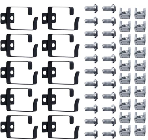 10 STK Kabelführungsbügel Serverschrank, 4,4 x 6 x 5cm Netzwerkschrank Kabelmanagement, 19 Zoll Rack Kabelführungen Set, Server-Rack-Zubehör mit 20 Schrauben & 20 Muttern