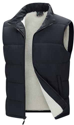 33,000ft Chaleco acolchado de invierno para hombre, chalecos de entretiempo cálidos para hombre, chaleco de trabajo al aire libre, chaqueta sin mangas con 5 bolsillos para golf, senderismo, gris, XL
