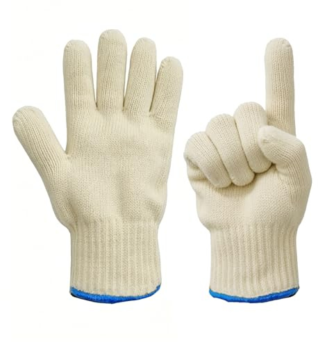 Set of 2 Heat Resistant Oven Gloves with Fingers, Full Hand Protection Grill Gloves, Reusable Cooking Gloves for Hot Food Handling, Outdoor Grill & Baking