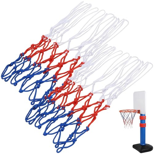 Zuuyye 2 Pezzi Rete da Basket, Rete per Canestro da Basket Dimensioni Standard con 12 Anelli, Rete da Basket per Esterno e Interno, Nylon Rinforzato Resistente alle Intemperie, Lunghezza 45cm