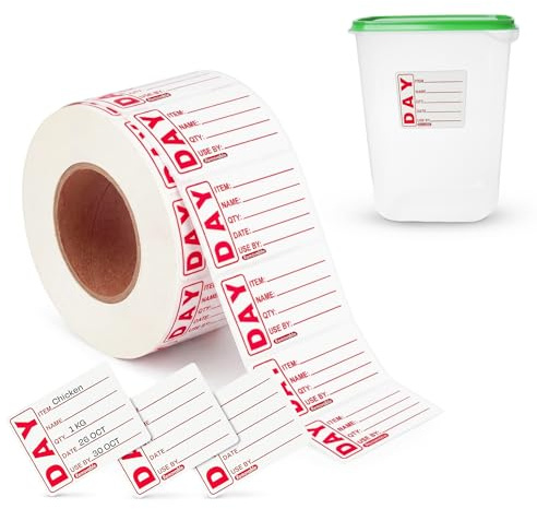 We Can Source It Ltd - 500 Removable Food Storage Safety Day Labels Roll with Dispenser - Colour-Coded Date & Day Dot Stickers for Food Rotation, Allergen Tracking & FIFO in Kitchens & Catering
