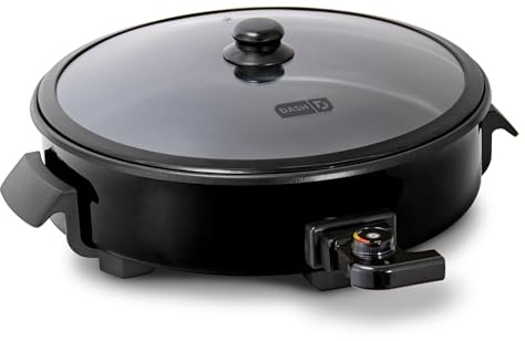 Dash Family Size Electric Skillet with Lid, 6-Quart Nonstick, Black