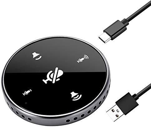 Micrófono USB Mejorado para conferencias con Altavoz, micrófono omnidireccional para computadora portátil con Sensor táctil para silenciar/Volumen, para reuniones de Zoom, Skype, Llamadas VoIP,