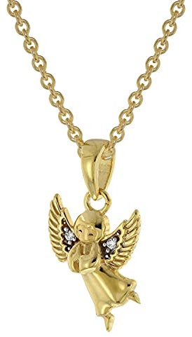 trendor Engel Anhänger Gold 333 / 8K + vergoldete Silber-Halskette Halsschmuck für Mädchen und Jungen, liebevolle Geschenkidee für Kids, 51144-40 40 cm