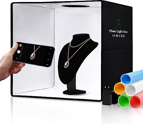 STN Fotobox 30x30 cm Fotostudio Tragbar CRI> 95 112 Dimmbare LED Beleuchtung Photoboxmit 6 Farben Hintergründe für Produktfotografie