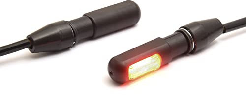 Mini High Performance LED Blinker aus Aluminium, 2 Stück, schwarz, ECE Zulassung, inkl. Abdeckungen für M8 Verschraubung, super Qualität, universell passend für Motorrad Chopper Bobber Harley