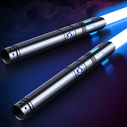 ANASABER Lichtschwert, Doppelklinge Duell-Lichtschwert, 4 Sound-Fonts, 12 RGB Farben FX Metall Griff, 78cm Echtes Lichtschwert 2er-Pack für Erwachsene/Kinder Geburtstag, Halloween Cosplay