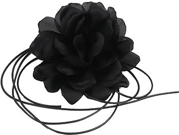Hifot Halsband Blumen Choker Halskette Damen Mädchen, Schwarze Halskette Verstellbare, Groß Samt Blumen Halskette für Frauen Mädchen Braut Hochzeit Party Geburtstag