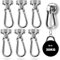 NTGRTY 6 Stück Magnethaken Extra Stark 20mm Durchmesser Neodym Magnet mit Karabiner 25KG Magnetische Haken Silber Magnet Haken Sehr Stark Magnethaken für Küche Badezimmer Schließfächer