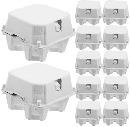 Garneck Paper Egg Cartons for Chicken Eggs, 12pcs Pulp Fiber Egg Box 4 Count Egg Storage Containers Holder for Family Farm Market Fridge Storing Chicken Duck Eggs
