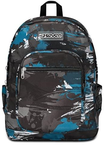 Seven Freethink Rucksack, Schultasche Schulranzen für Mädchen Jungen, Tornister mit Doppelfach und Trinkflaschenfach, gepolstert, für Schule, Sport, Freizeit; USB-Ladeanschluss, blau