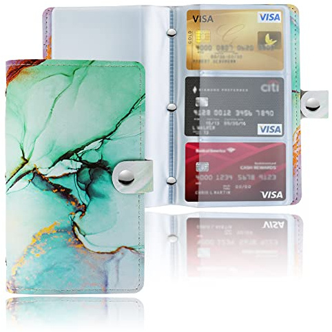Czzmy 96 - Tarjeta de visita, tarjeta de libro de PVC, tarjetas para guardar tarjetas de visita, tarjetas de fidelidad, tarjeta de crédito, etc, 1 tinta azul verde, 1 Pièces, Clásico