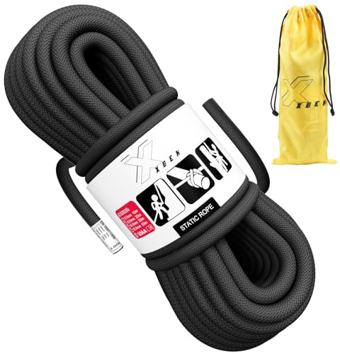 X XBEN Corde statique de 10 mm – Certifiée UIAA pour le sauvetage en hauteur, le dispositif de blocage, le mécanisme d'ancrage et le palan – Longueurs : 10 m, 20 m, 30 m – Grande capacité de charge et