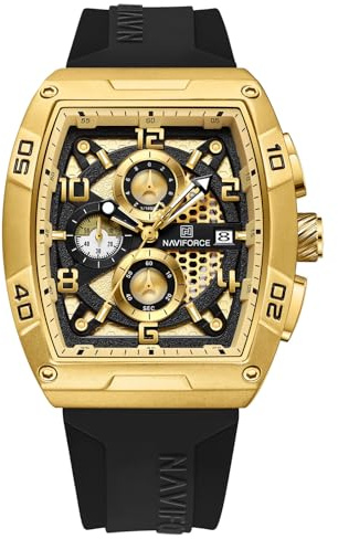 NAVIFORCE Watches for Men Quartz Chronograph Fashion Watch,Colorful Silicone Band,with Auto Date Waterproof Women Wrist Watch,Gift