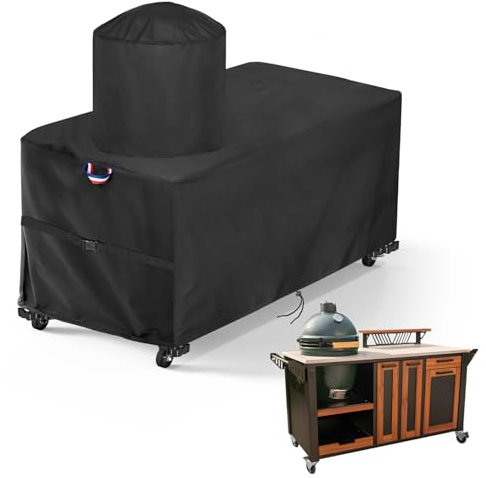 Topcover Big Egg Grill Table Cover, 60 Inch Waterproof Cover for Ceramic Egg Type Kamado Table, Water-Resistant Outdoor BBQ Grill Cover - 60 L x 28 W x 31 H