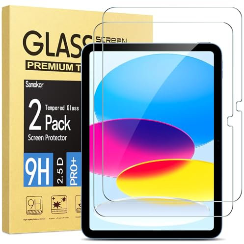 Samokor [2 Stück Schutzfolie für iPad (A16) 11./10. Generation,iPad 11 zoll 2025/iPad 10,9 zoll 2022,9H Härte,Anti-Kratze,HD-Klar,Bläschenfrei,Gehärtetem Glas Displayschutzfolie für iPad 11./10.Gen