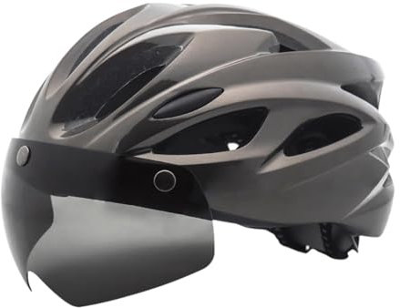 Fenteer Fahrradhelm, Sporthelm, abnehmbare Schutzbrille, stoßfest, für den Außenbereich, leicht, für Herren und Damen, Fahrradhelm, Rennradhelm, Titan