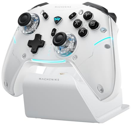 Machenike G5PROMAXSE Bluetooth PC Controller with Charging Dock, Hall Effect Joystick/Triggers, Gaming PC Controller for Switch/Android/iOS/Steam/Mobile, Gyroscope, White