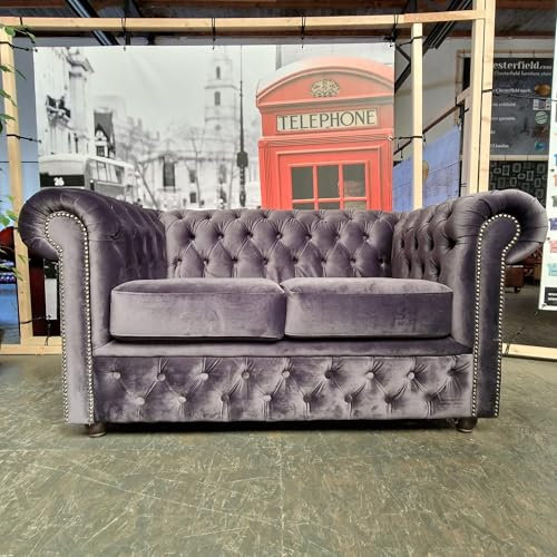 Chesterfield 2-sits soffa – lila sammet