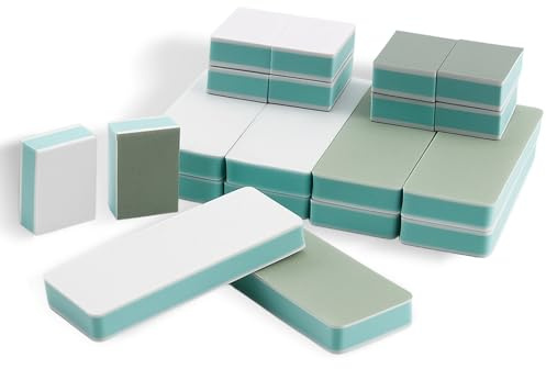 20 Pièces Bloc Polissoir Ongles, Buffer Ongles Double Face Blanc Vert, 10 Taille 8,9×3,3×1 cm & 10 Taille 3,4×2,5×1,2 cm, Lime de Polissage Professionnelle pour Manucure & Pédicure