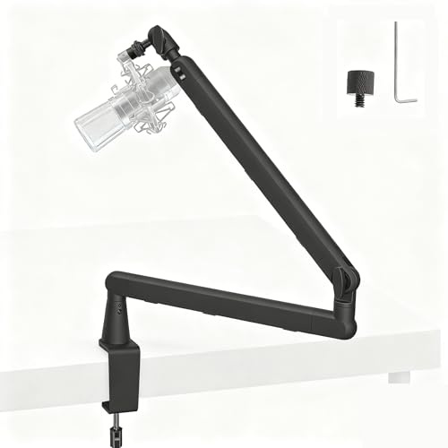 uyoyous Mikrofonarm justerbar 360° aluminium mikrofonstativ för 3/8 tum 5/8 tum adapter mikrofonhållare 2-i-1 multifunktionell mikrofon bordsstativ upp till 2 kg för spelpodcasting, radio, studio