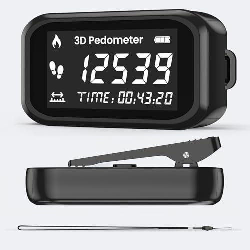 MidingChai 3D Podometre Non Connecté, Podomètre Précis à Clipser, Podometre Marche Pas et KM Calories, Compteur de Pas avec Grand Écran LCD, pour Marche, Course, Jogging, Randonée