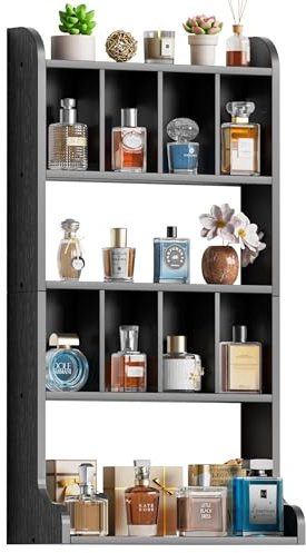 VINCOURNA Organizzatore Per Profumo A Parete, Supporto A 5 Livelli Per Profumi In Legno A Mensole Da Muro, Wall Shelf Design Per La Conservazione Di Profumi Uomo, Donna (Adeguato Per Bagno E Camera)