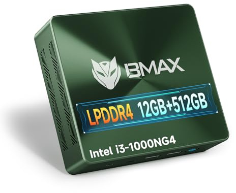 BMAX Mini PC B6 Plus, Intel Core i3-1000NG4 (fino a 3.2GHz), 12GB LPDDR4, SSD NVMe da 512GB, Windows 11 Pro, Triplo Display, Dual HDMI, Type-C, WiFi, Bluetooth, Mini Computer per Ufficio, Casa, Studio