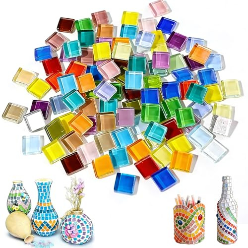 xolear 900 g, blandade färger, mosaikstenar för pyssel, kvadratiska mosaikplattor 1 x 1 cm