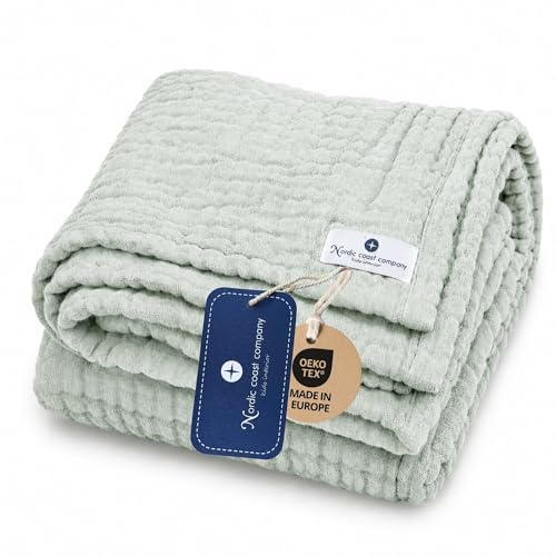 Babydecke Musselin von Nordic Coast Puckdecke Krabbeldecke Spucktuch (Mint)