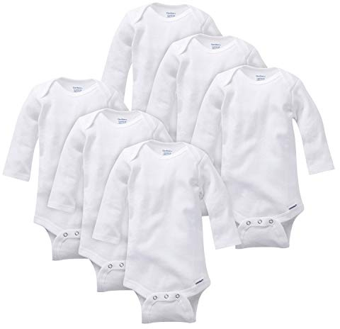 Gerber Unisex Baby 6 Pack Long-sleeve Onesies Bodysuit And Toddler T-Shirt Set, 6-pack White, 6-9 Months US