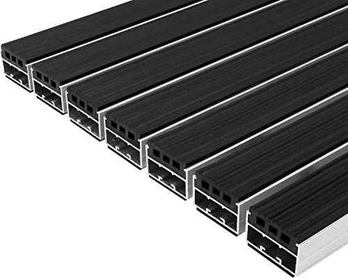 Desan | Alu Fußmatte Ultra Mat | 39 x 59 cm | 22mm Aluminium Fußabtreter für Außen und Innen | Türmatte für die Haustür | Schmutzfangmatte in 3 Größen | Schwarz | Gummi