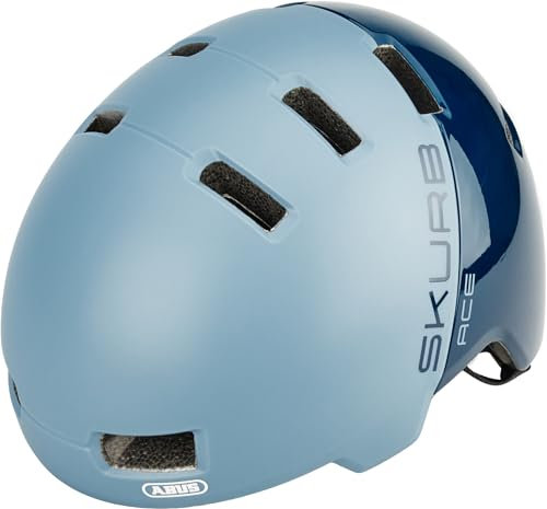 ABUS Stadthelm Skurb ACE - Stylischer Fahrradhelm im Alltag, beim Skaten, BMX-Fahren oder Longboarden - Hellblau/Dunkelblau, Größe L