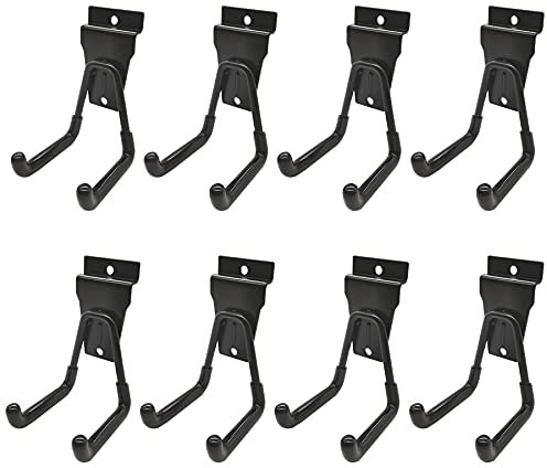 Slatwall Ganchos para garaje Slatwall doble ganchos y perchas, accesorios resistentes para muelles, ganchos pequeños en U, 8 unidades)