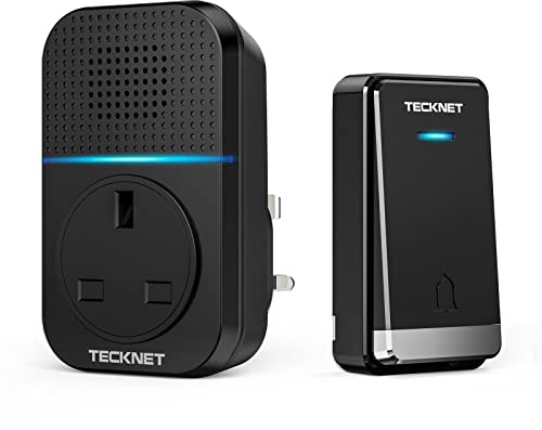 TECKNET Wireless Doorbell, No Battery Required Self-Powered Door Bell Plug in Waterproof Cordless Doorbell Chime Kits at 1300ft Range with 60 Chimes, 5-Level Volume with LED Light