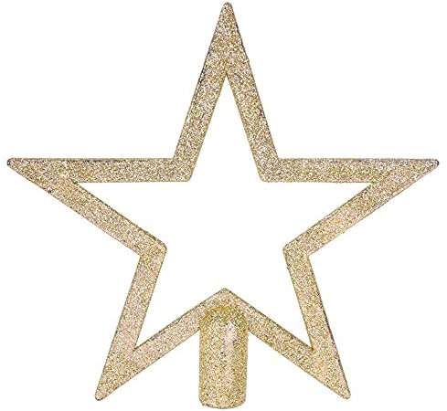Weihnachtsbaum Spitze mit Gold Glitzer - 18 cm - offenes Design modern - Christbaumspitze Weihnachts Stern Baumspitze Tannenbaum Kunststoff