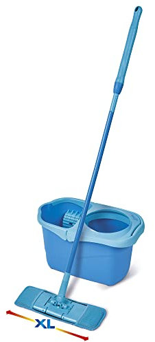 Spontex - Express System+ XL - Kit Balai Plat + Seau Essorage Rotatif - Tête XL - Essorage Optimal - 1 Kit