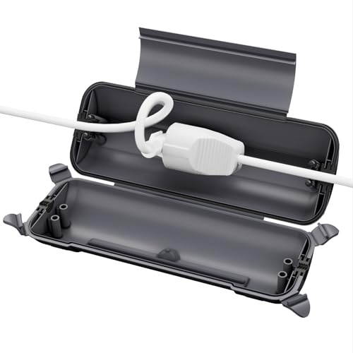 RESTMO Wasserdichte Kabelbox Outdoor, Steckerschutz für Verlängerungskabel | IP44, wetterbeständig, 290x110x75mm, für Schukostecker & Elektrowerkzeug, grau