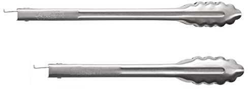 Rada Cutlery 2-Piece 9 and 12 Heavy-Duty Tongs Set (B313 + B314), Scalloped Edges, Stainless Steel